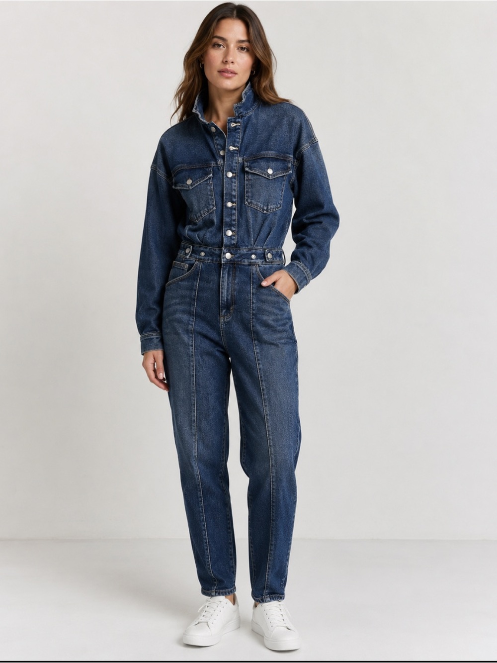 Good American Dark Blue Denim Overalls Jumpsuit